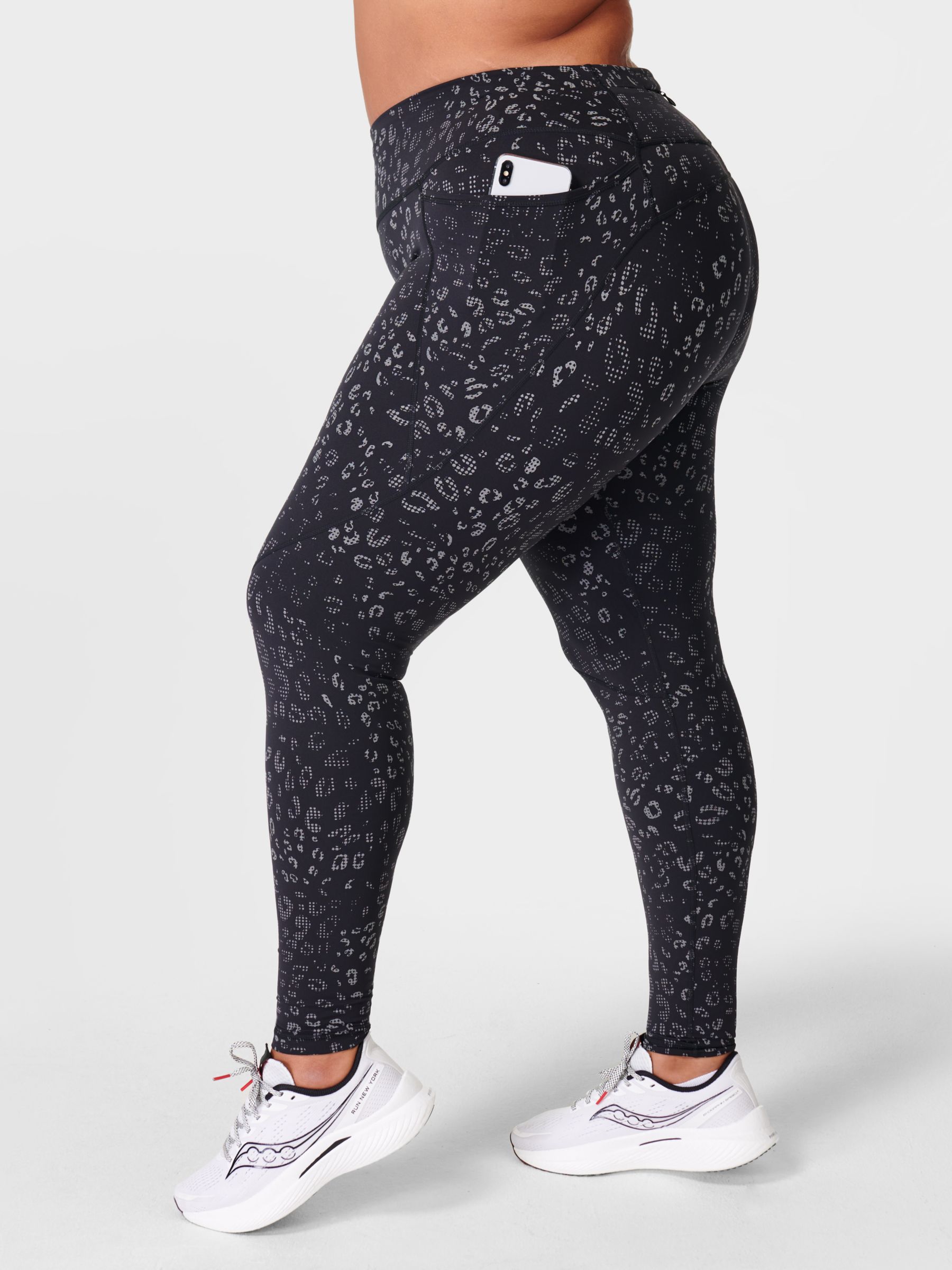 Sweaty Betty Power Reflective Gym Leggings, Black Reflect Leopard Print, XXS
