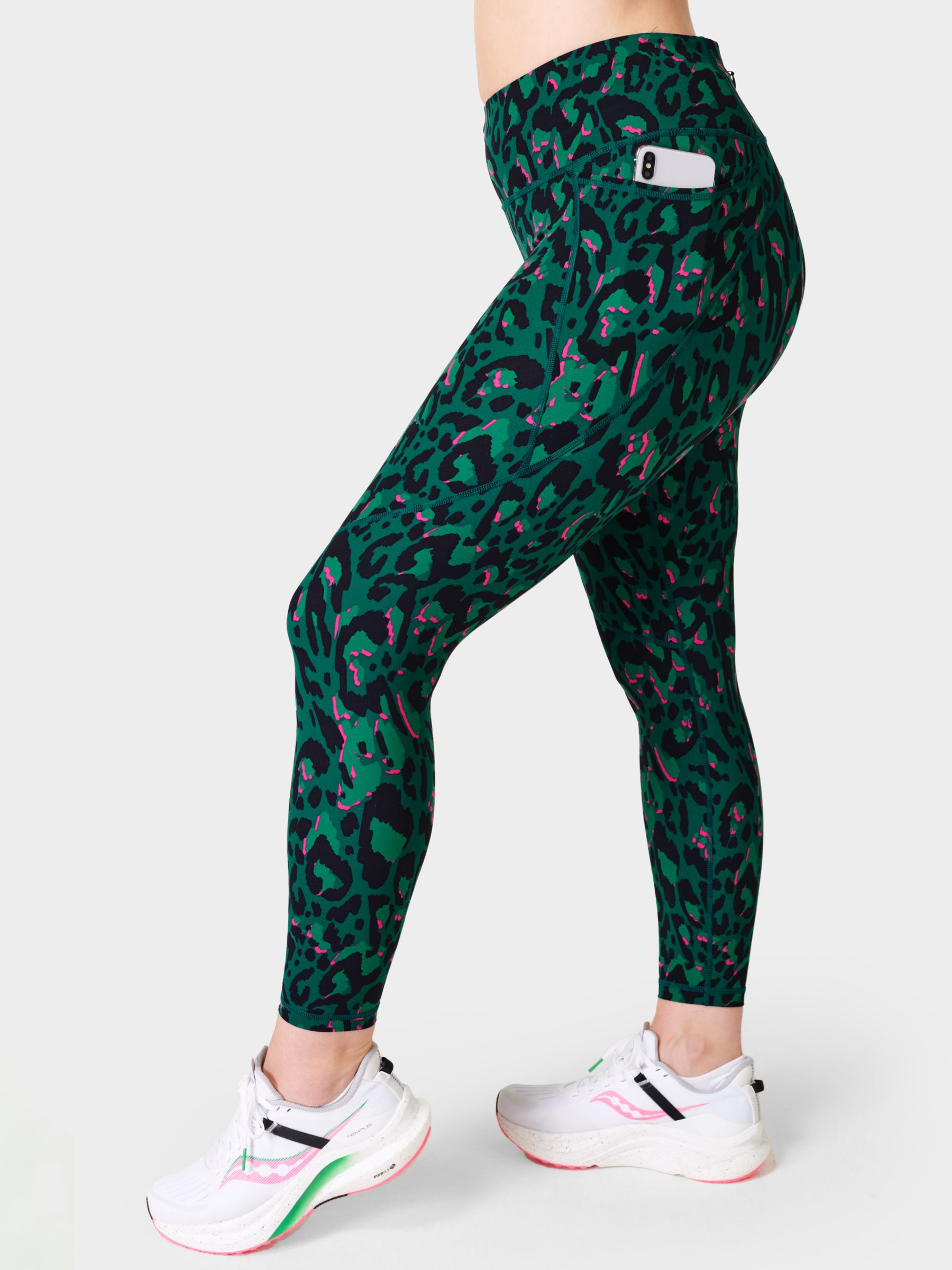 Women's Influential 7/8 Gym Leggings - Lilypad Green Animal Print