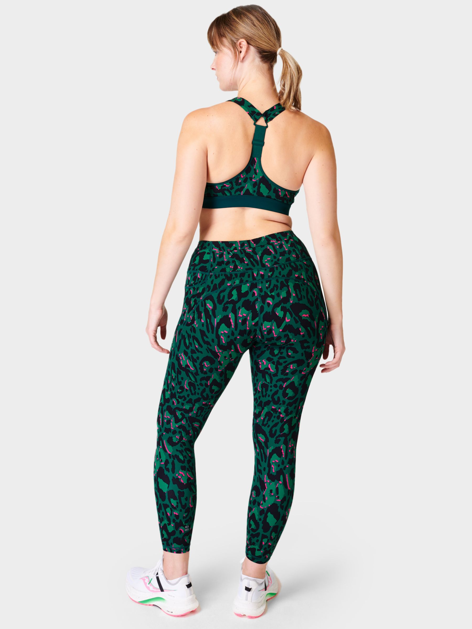 Sweaty Betty Power Gym Leggings, Green Brushed Leopard Print