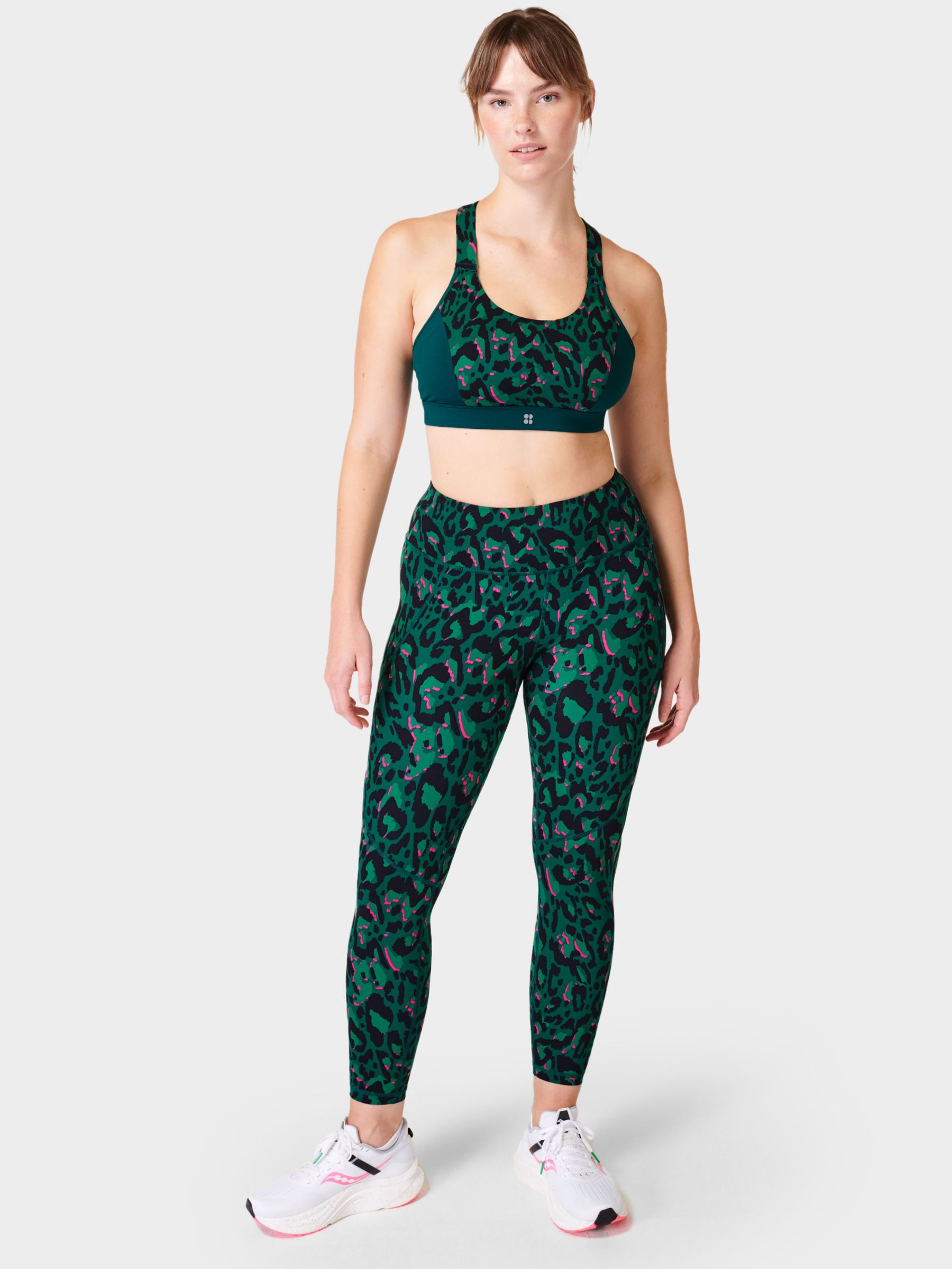 Sweaty Betty Power 7/8 Gym Leggings, Green Brushed Leopard Print at ...