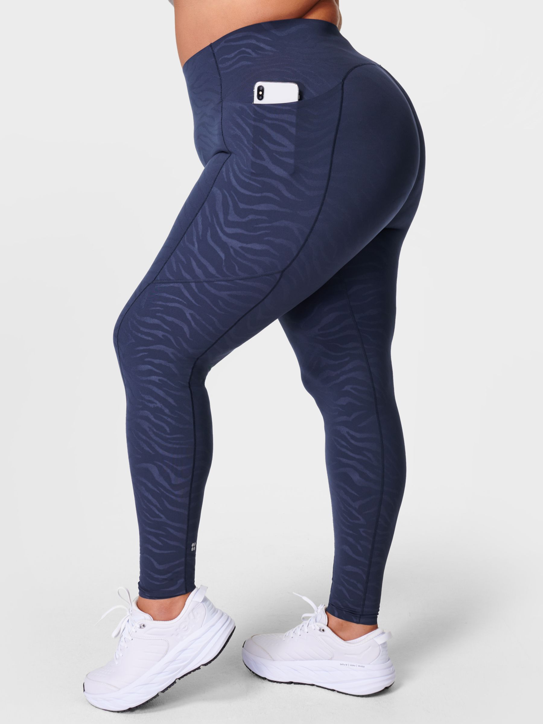 SWEATY BETTY All Day Embossed Leggings in Blue Textured