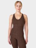 Sweaty Betty Super Soft Crop Workout Tank Top, Brown Leopard Print