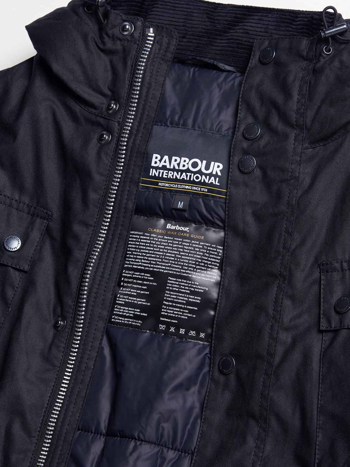 Barbour International Galloway Wax Jacket, Black, L