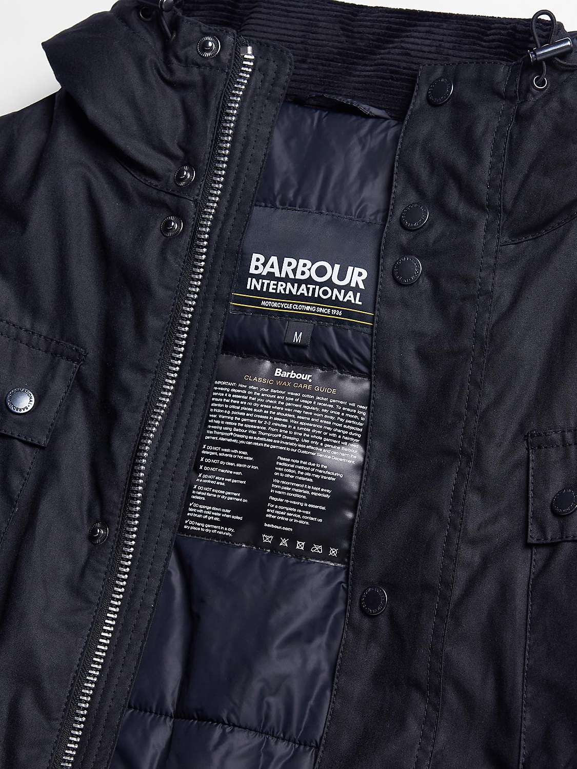 Buy Barbour International Galloway Wax Jacket, Black Online at johnlewis.com