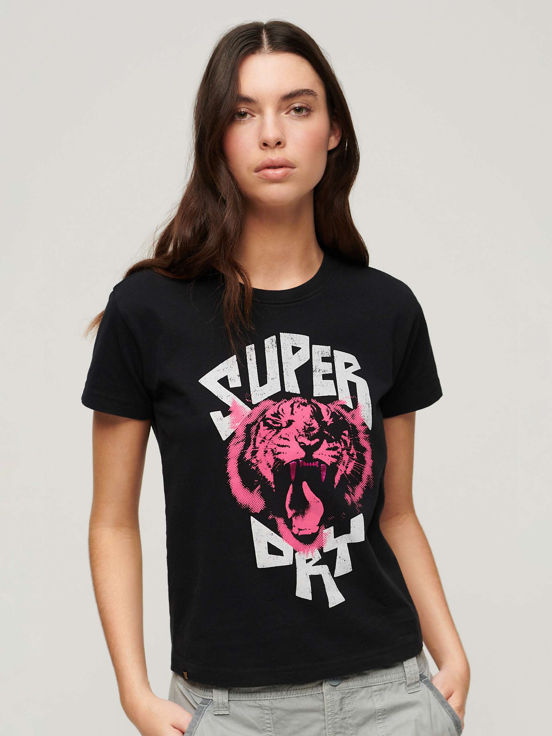 Buy Superdry Cotton Lo-Fi Rock T-Shirt, Jet Black Online at johnlewis.com