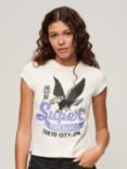 Superdry Embroidered Cap Sleeve T-Shirt, Winter White