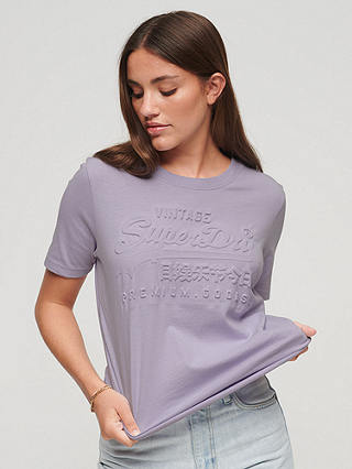 Superdry Embroidered Vintage Logo T-Shirt, Cosmic Sky Purple