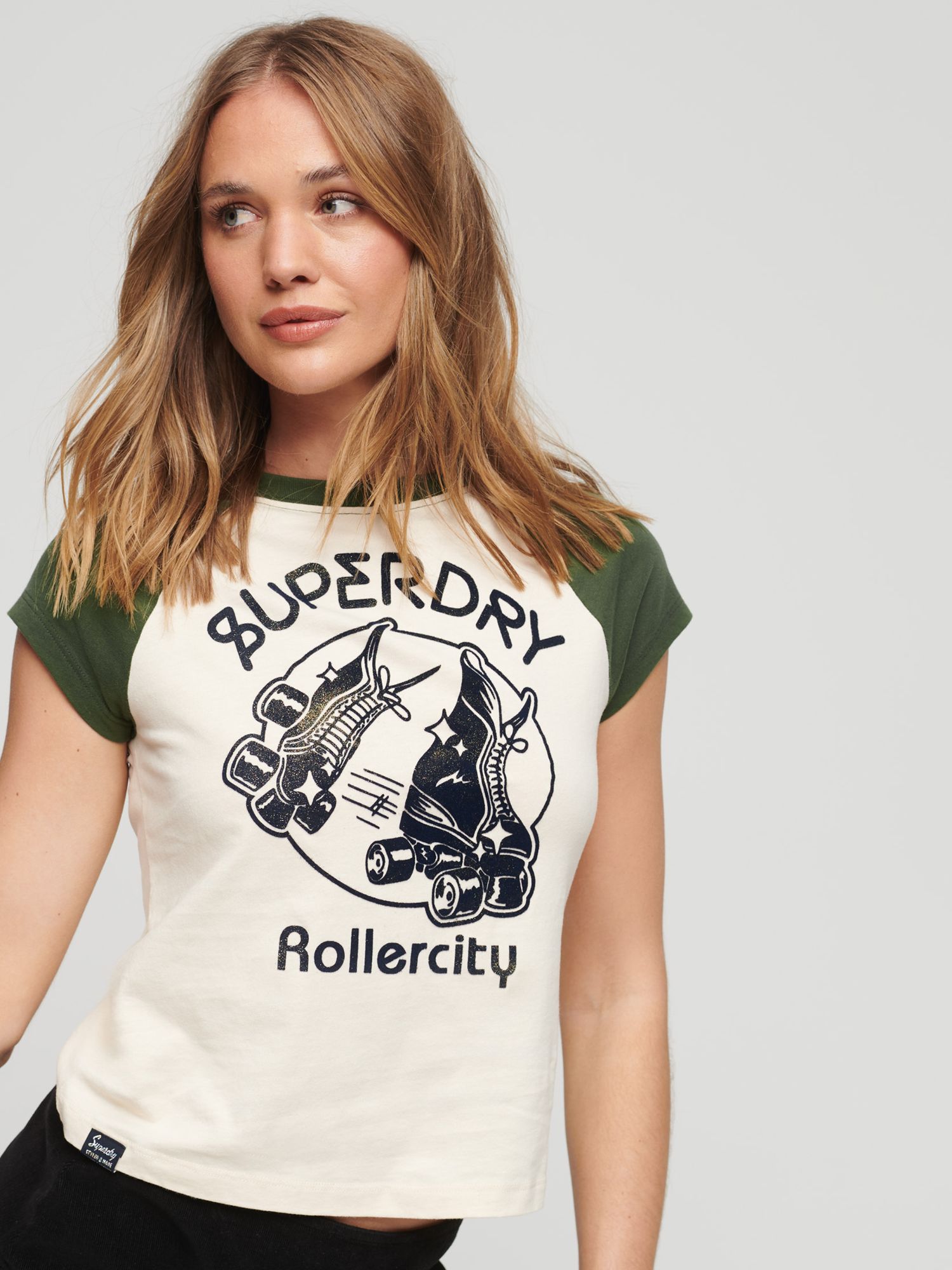 Superdry Roller Disco Glitter Baseball Mini T-Shirt, Multi, 14
