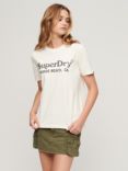 Superdry Metallic Embellished Venue Relaxed T-Shirt, White/Black