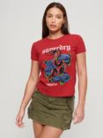 Superdry Tattoo Rhinestone Cobra T-Shirt, Risk Red/Multi