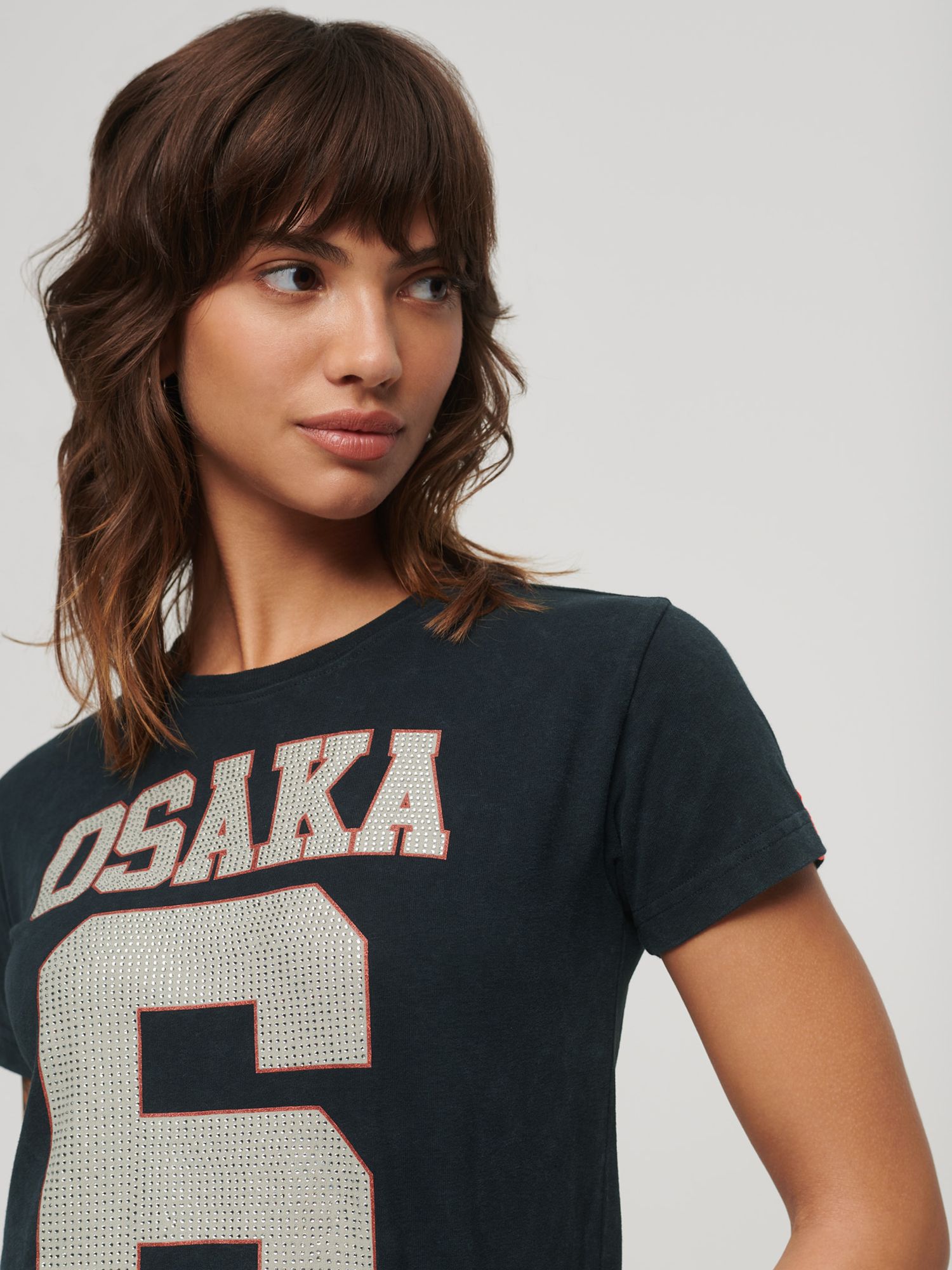 Buy Superdry Osaka 6 Embellished 90's T-Shirt, Navy/Multi Online at johnlewis.com