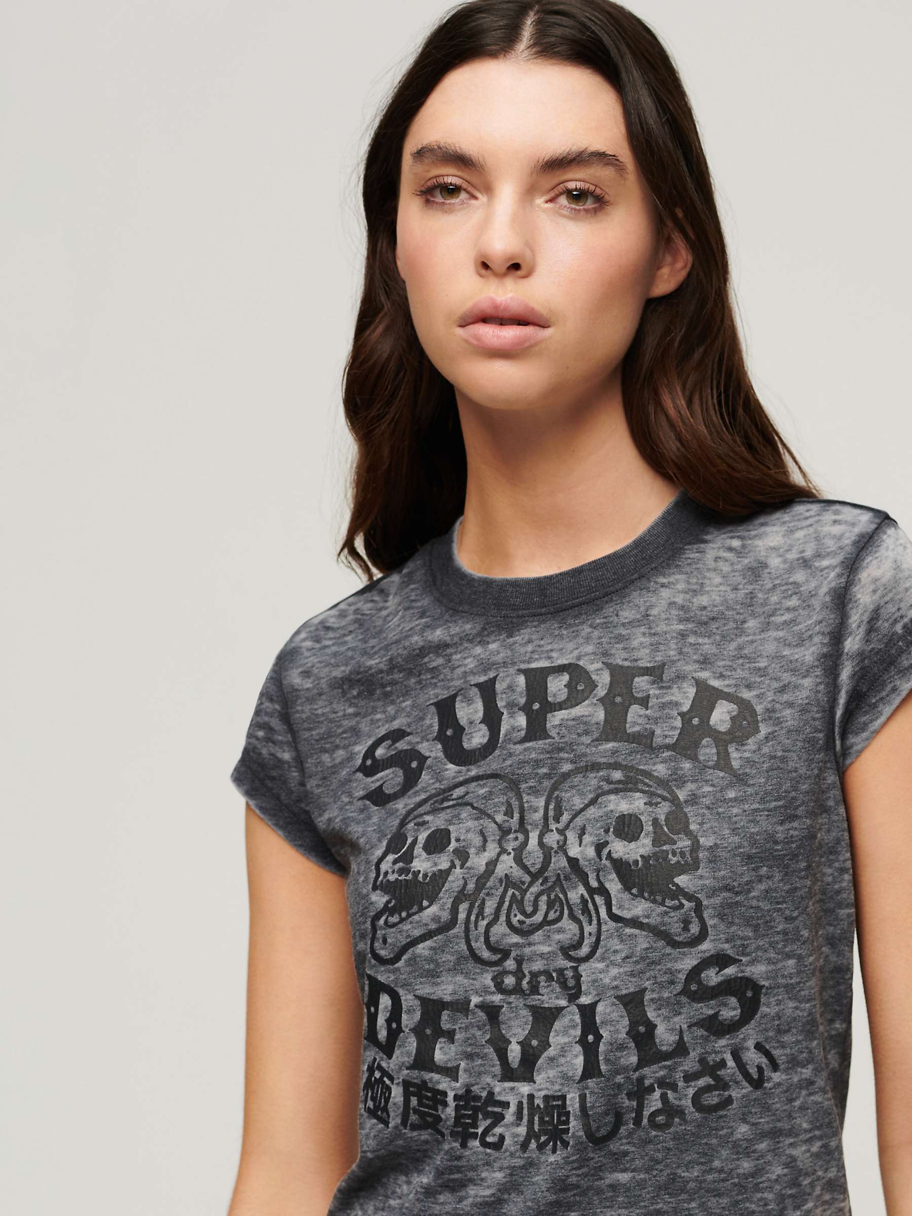 Buy Superdry Retro Rocker Embroidered T-Shirt, Jet Black Online at johnlewis.com