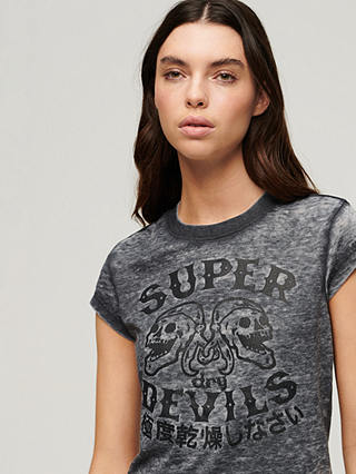 Superdry Retro Rocker Embroidered T-Shirt, Jet Black