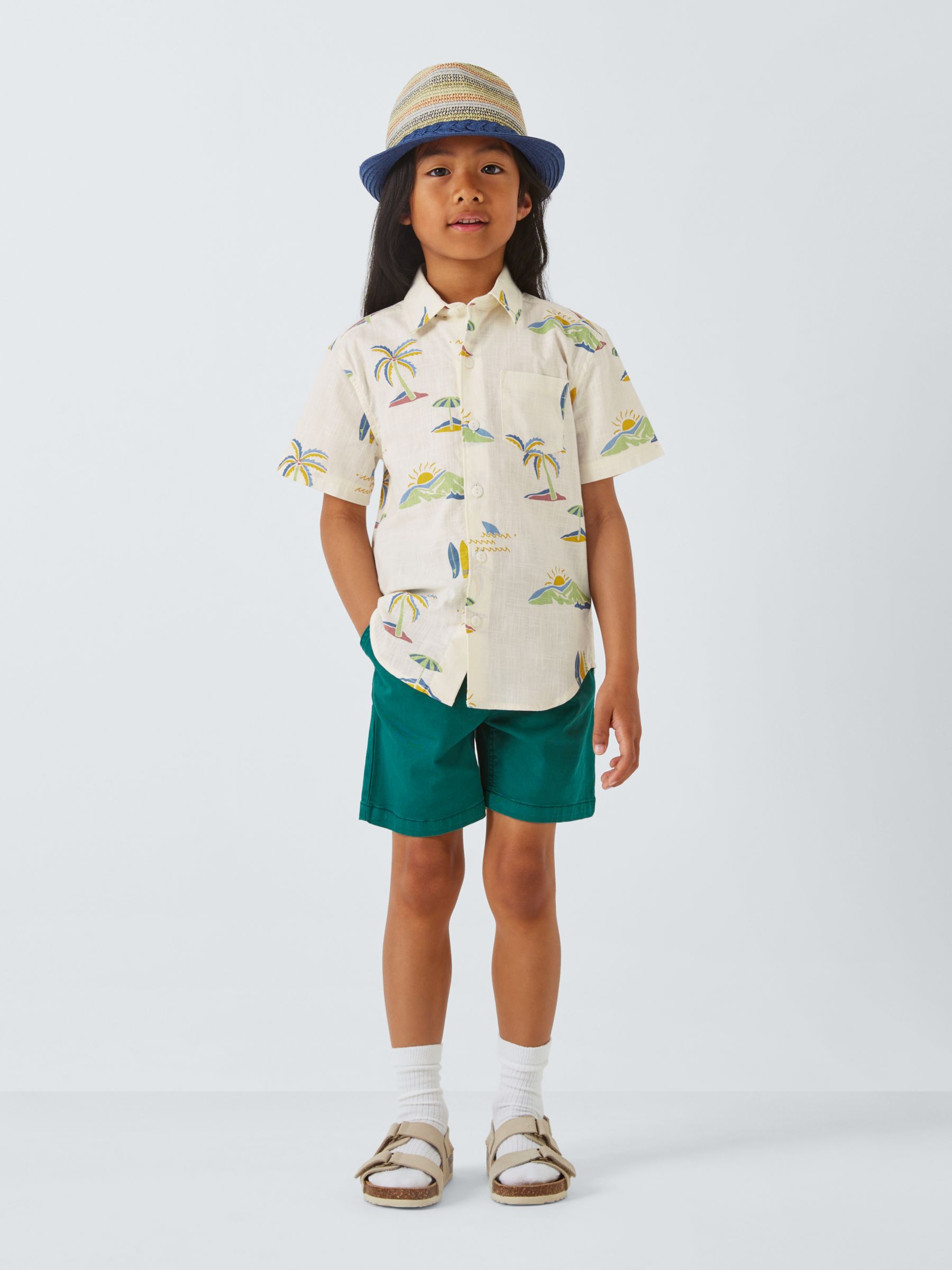 John Lewis Kids' Hawaiian Print Short Sleeve Shirt, Multi, 9 years