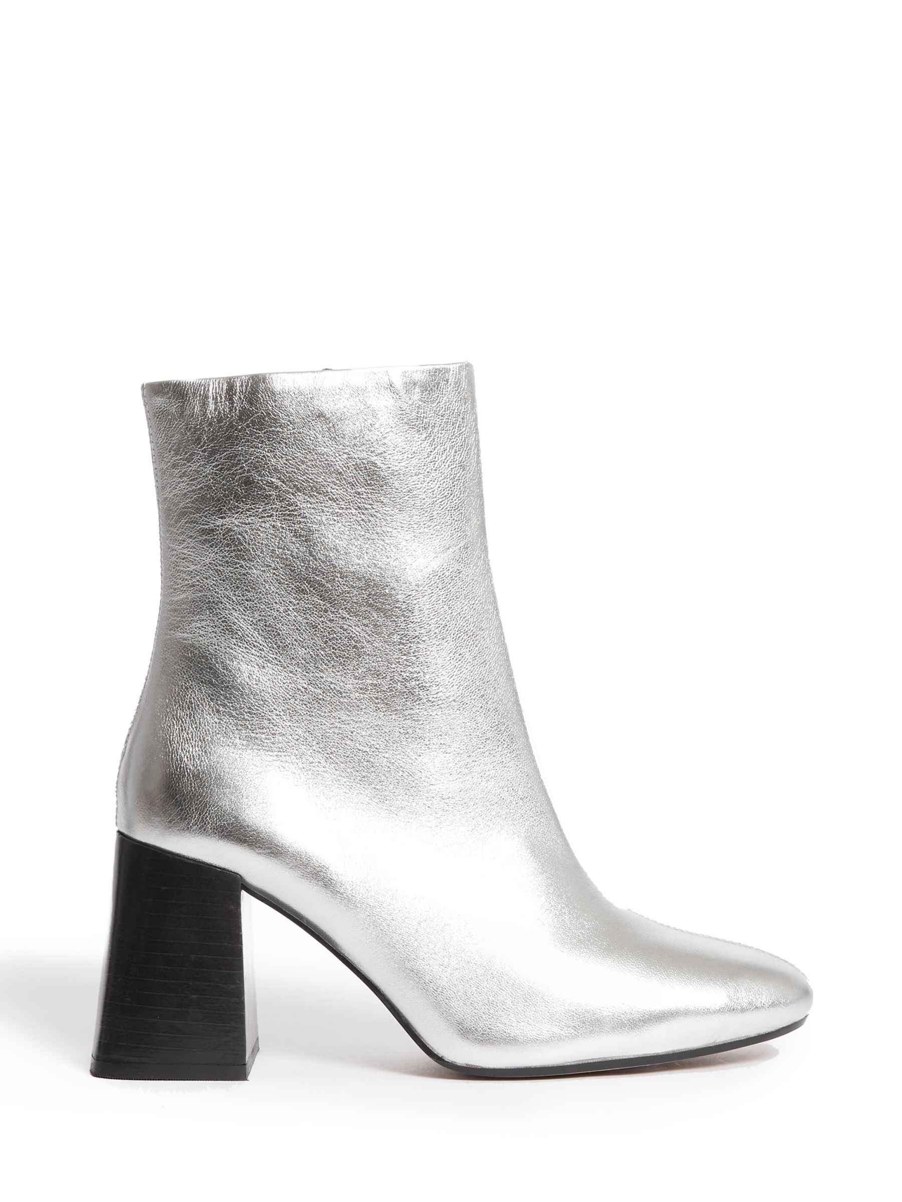 Jigsaw Fulham Metallic Leather Ankle Boots, Silver at John Lewis & Partners