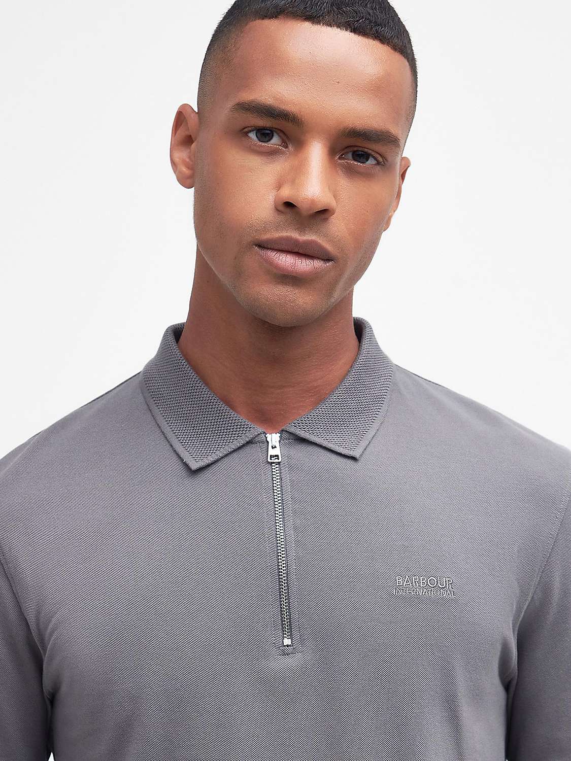 Barbour International Heath Polo Shirt, Night Grey at John Lewis & Partners