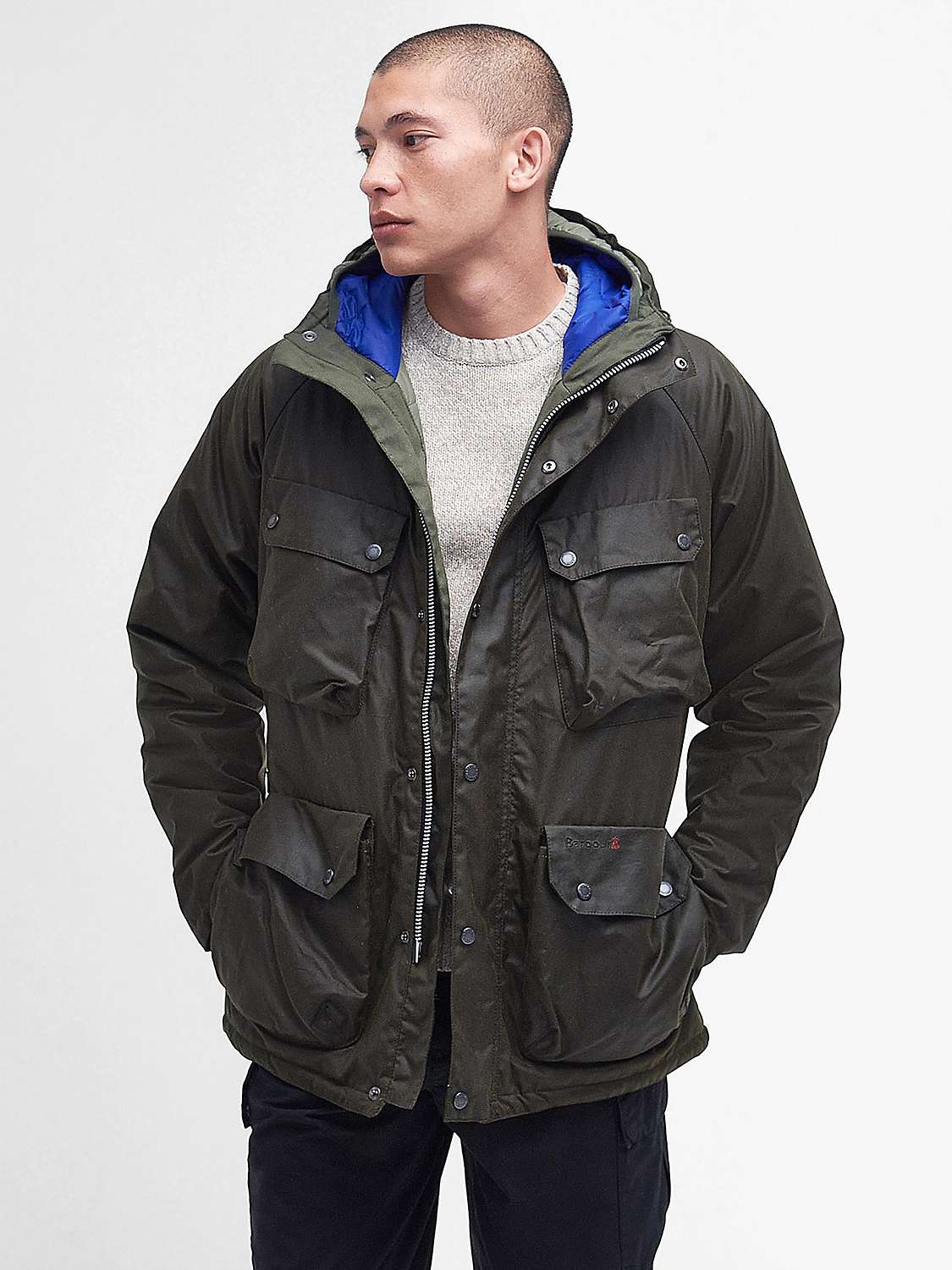 Buy Barbour Valley Hooded Wax Jacket, Archive Olive Online at johnlewis.com