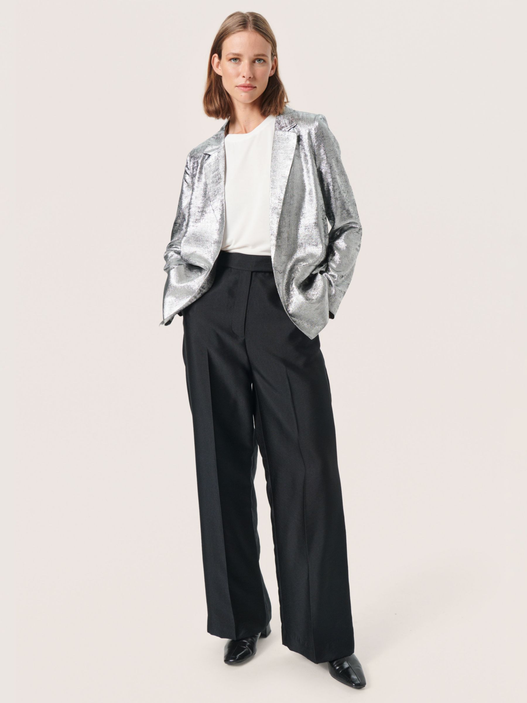 Soaked In Luxury Ronya Blazer, Silver Foil at John Lewis & Partners