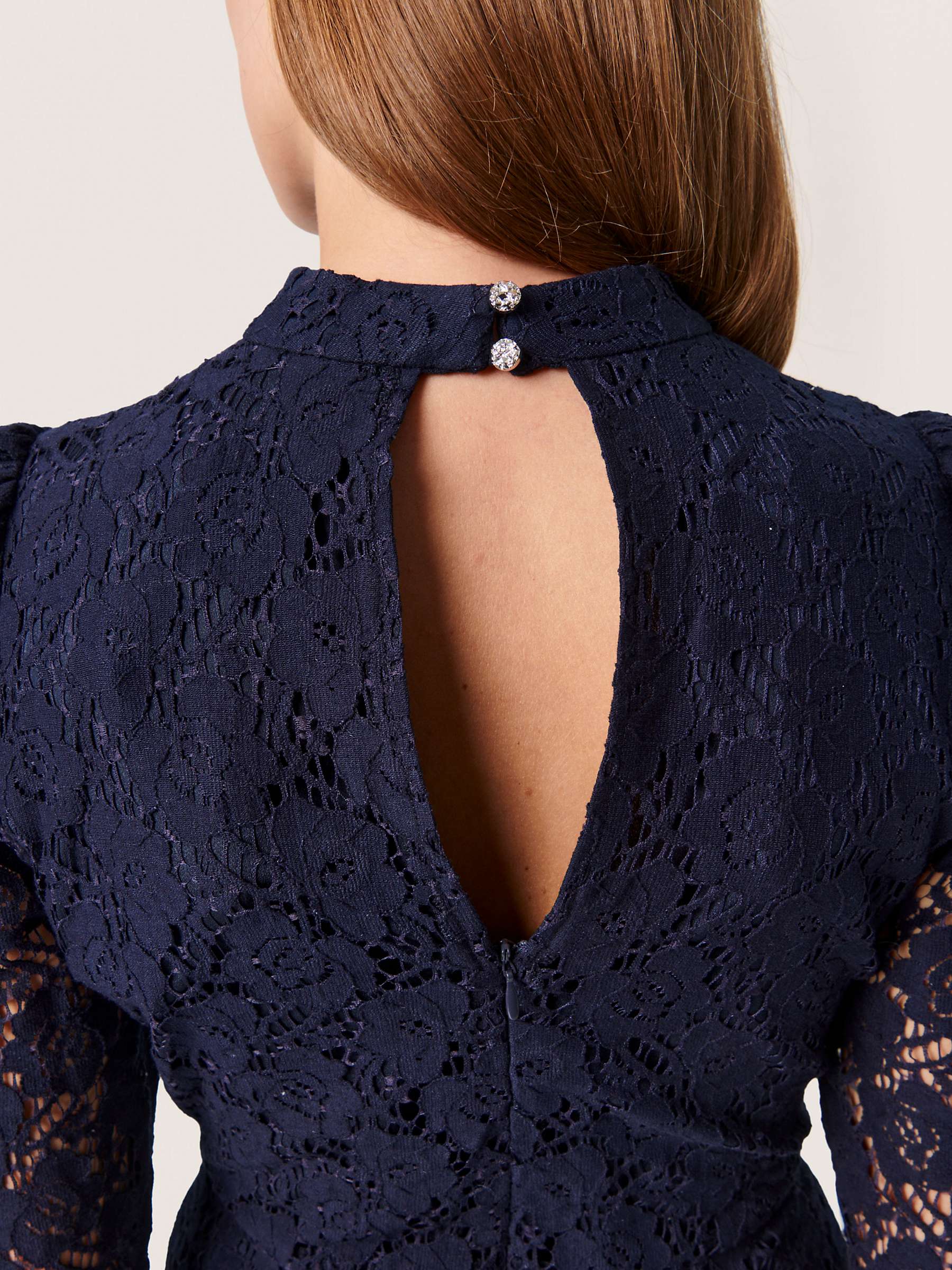 Buy Soaked In Luxury Wela Long Sleeve Lace Midi Dress, Night Sky Online at johnlewis.com