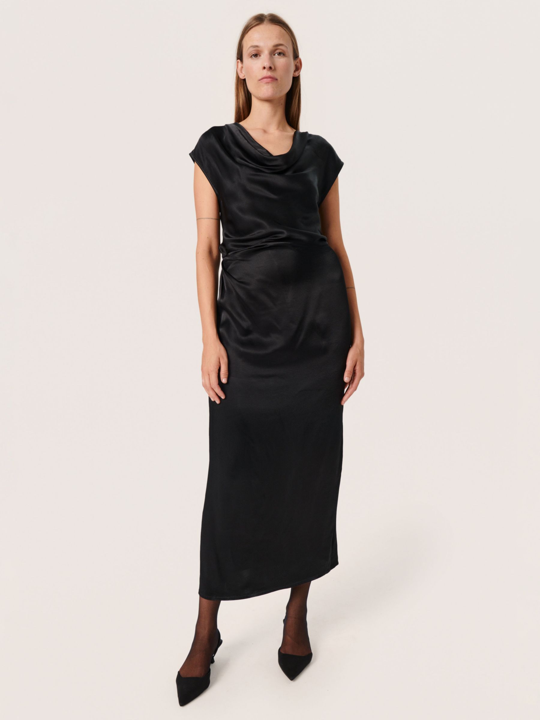 Soaked In Luxury Seleena Short Sleeve Maxi Dress, Black at John Lewis ...