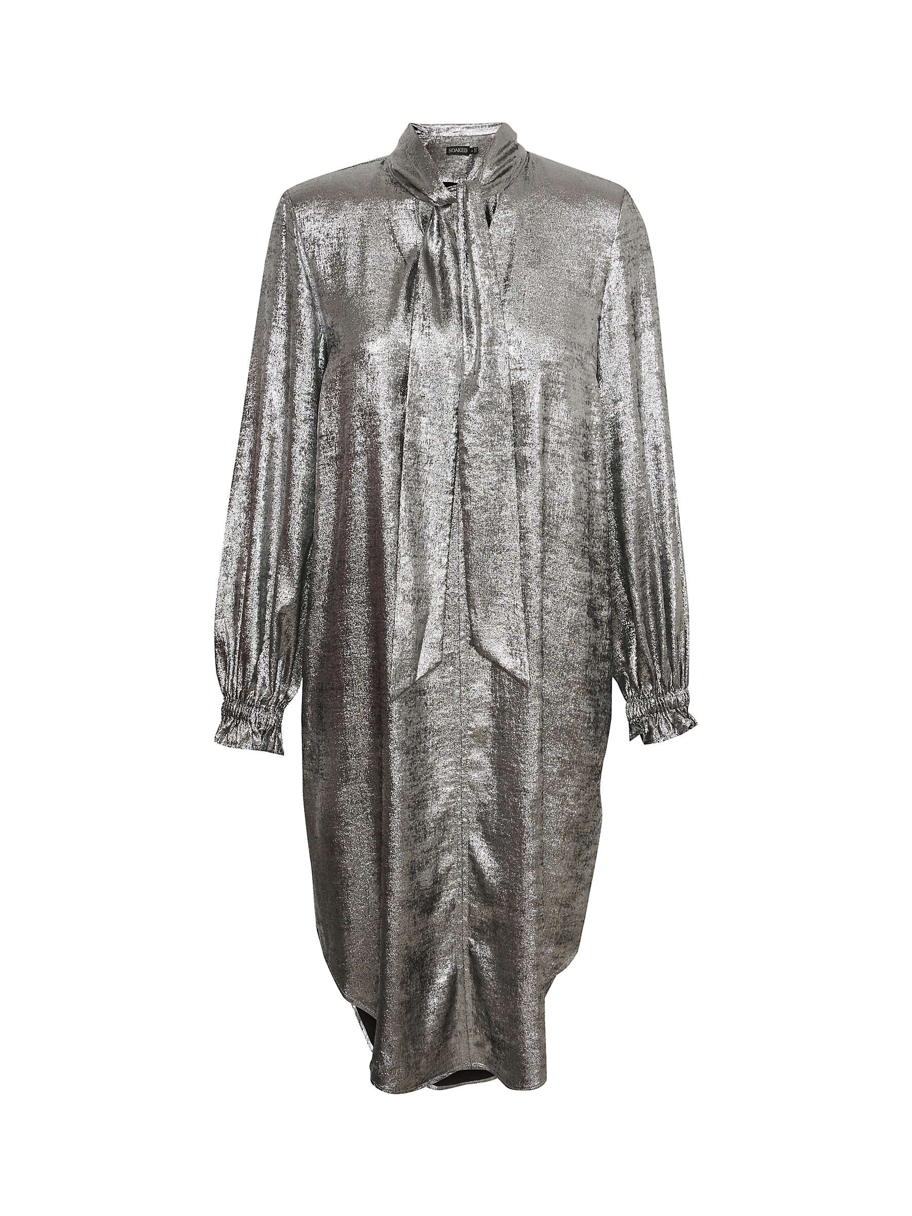 Buy Soaked In Luxury Ronya Long Sleeve Metallic Dress, Silver Foil Online at johnlewis.com