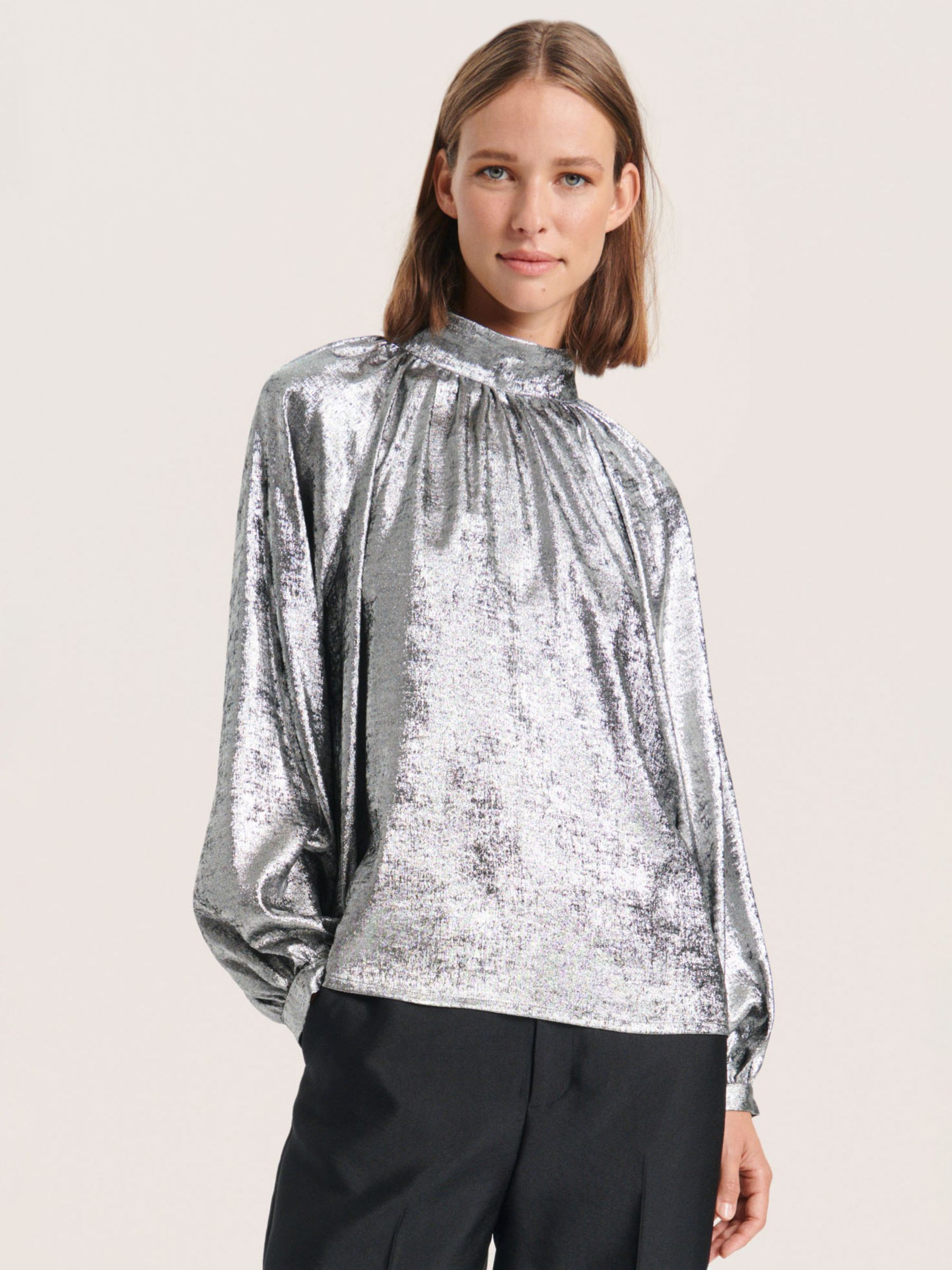 Soaked In Luxury Ronya Blouse, Silver Foil, XS