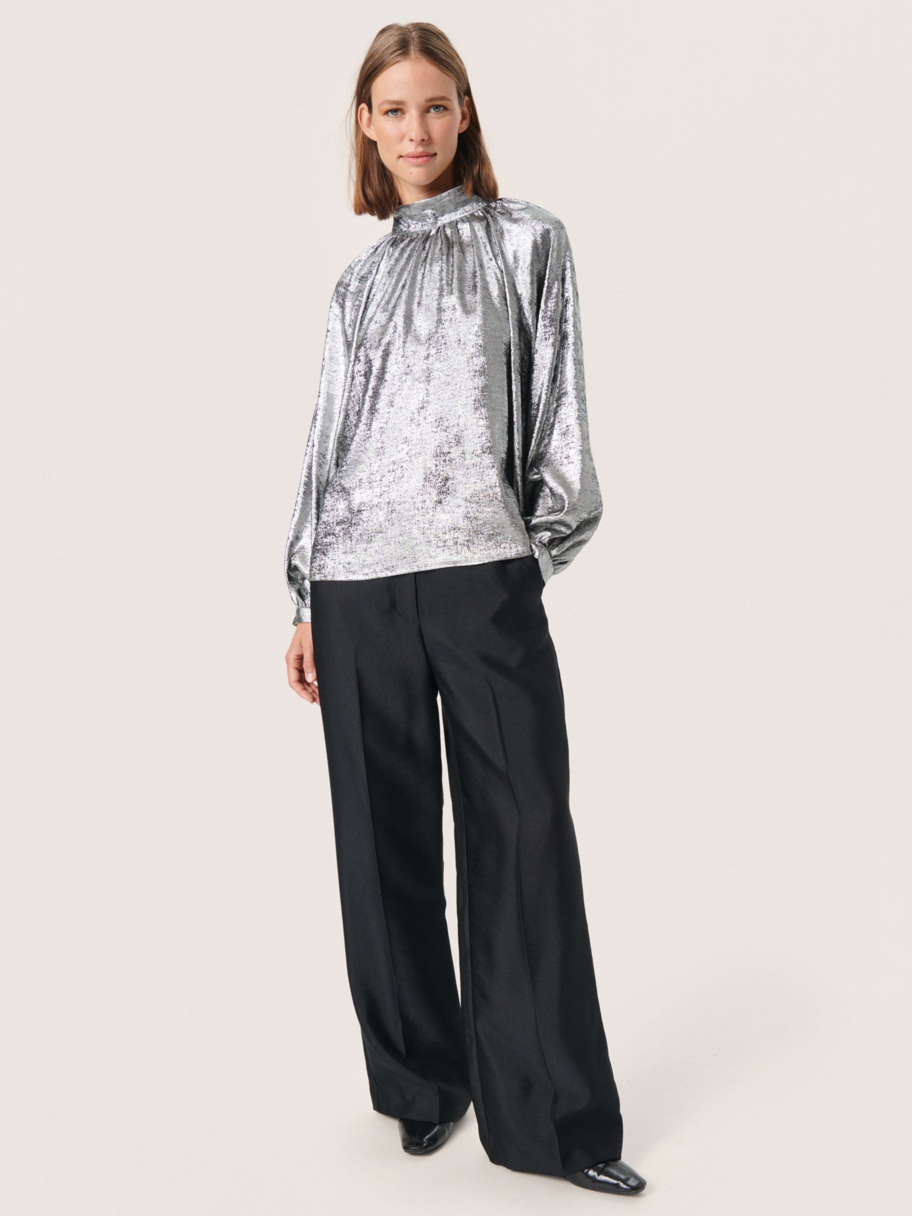 Soaked In Luxury Ronya Blouse, Silver Foil, XS