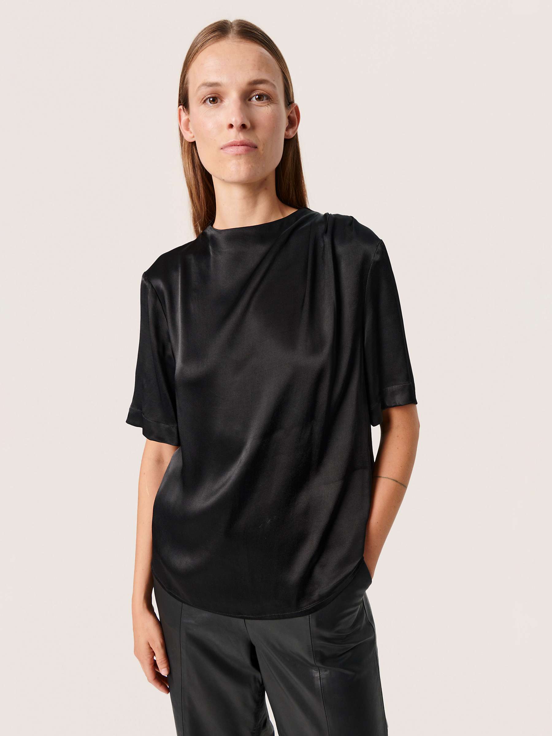 Buy Soaked In Luxury Seleena Short Sleeve Loose Fit Blouse, Black Online at johnlewis.com