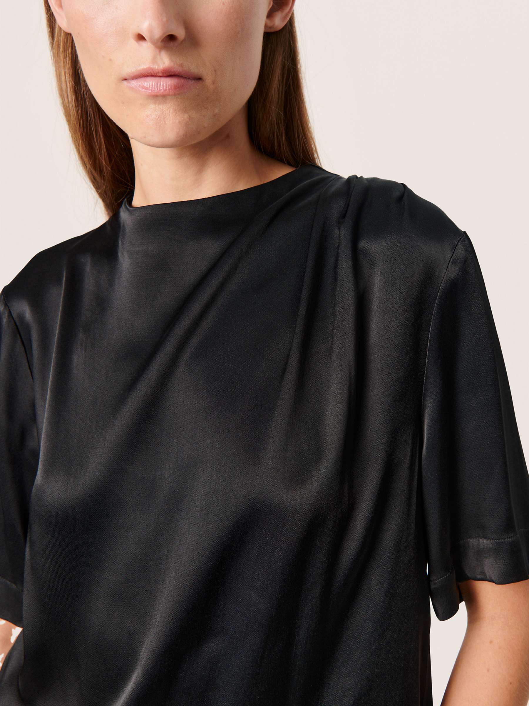 Buy Soaked In Luxury Seleena Short Sleeve Loose Fit Blouse, Black Online at johnlewis.com