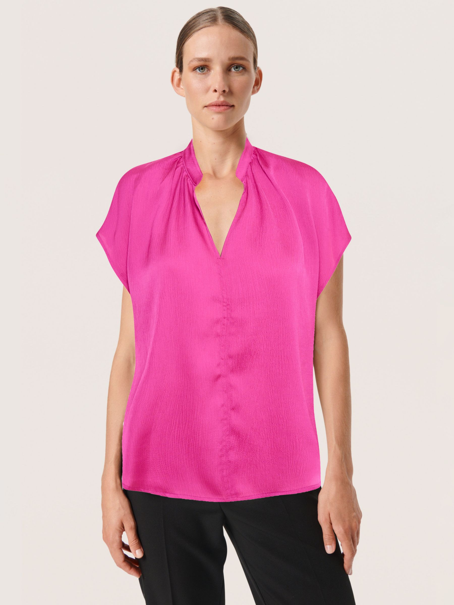 Soaked In Luxury Iona Blouse, Fuchsia Red at John Lewis & Partners