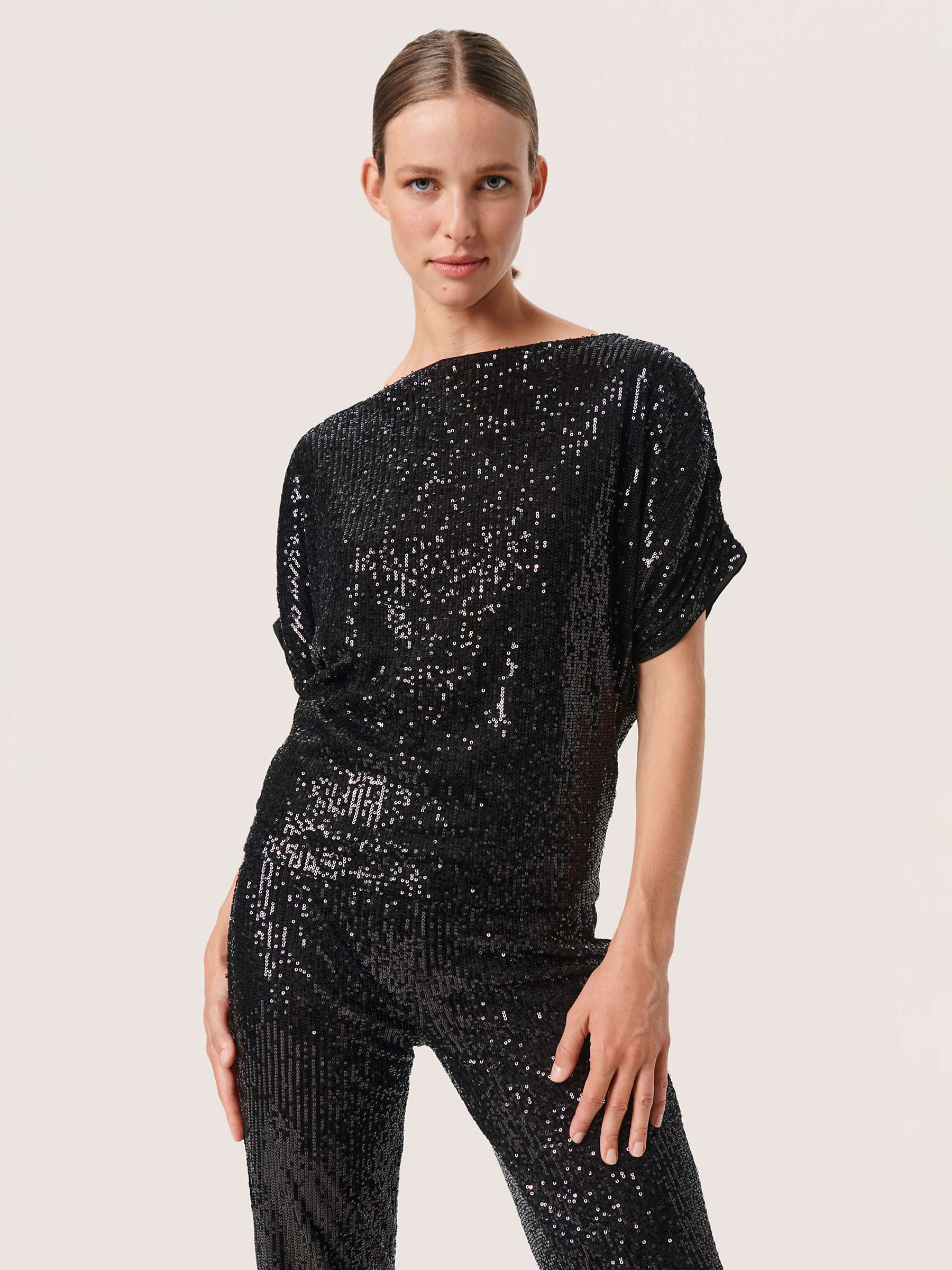 Buy Soaked In Luxury Suse Asymmetrical Sleeve Sequin Top Online at johnlewis.com