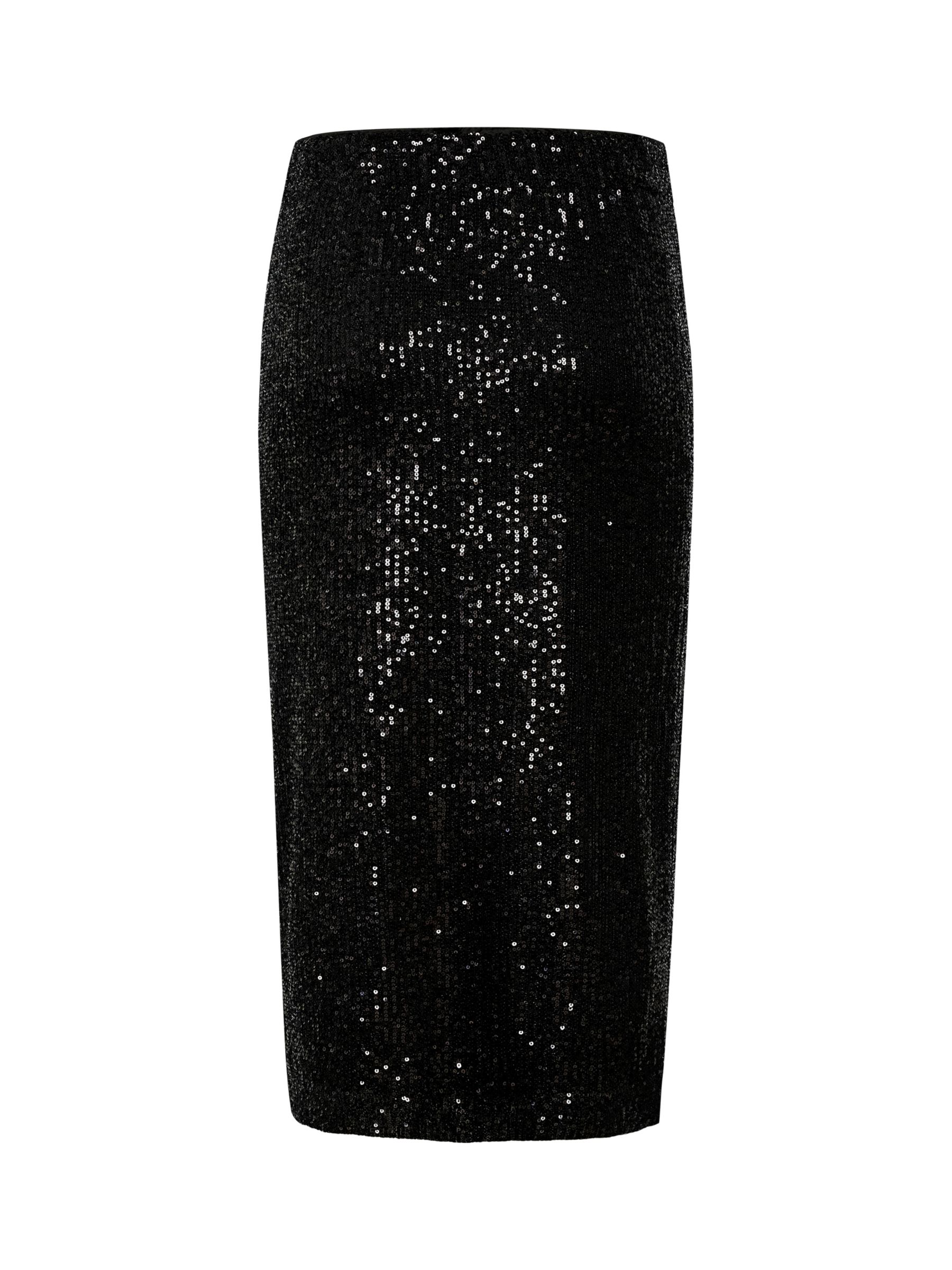 Soaked In Luxury Suse Sequin Midi Pencil Skirt, Black, XL