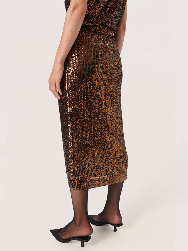 Soaked In Luxury Suse Sequin Midi Pencil Skirt, Copper