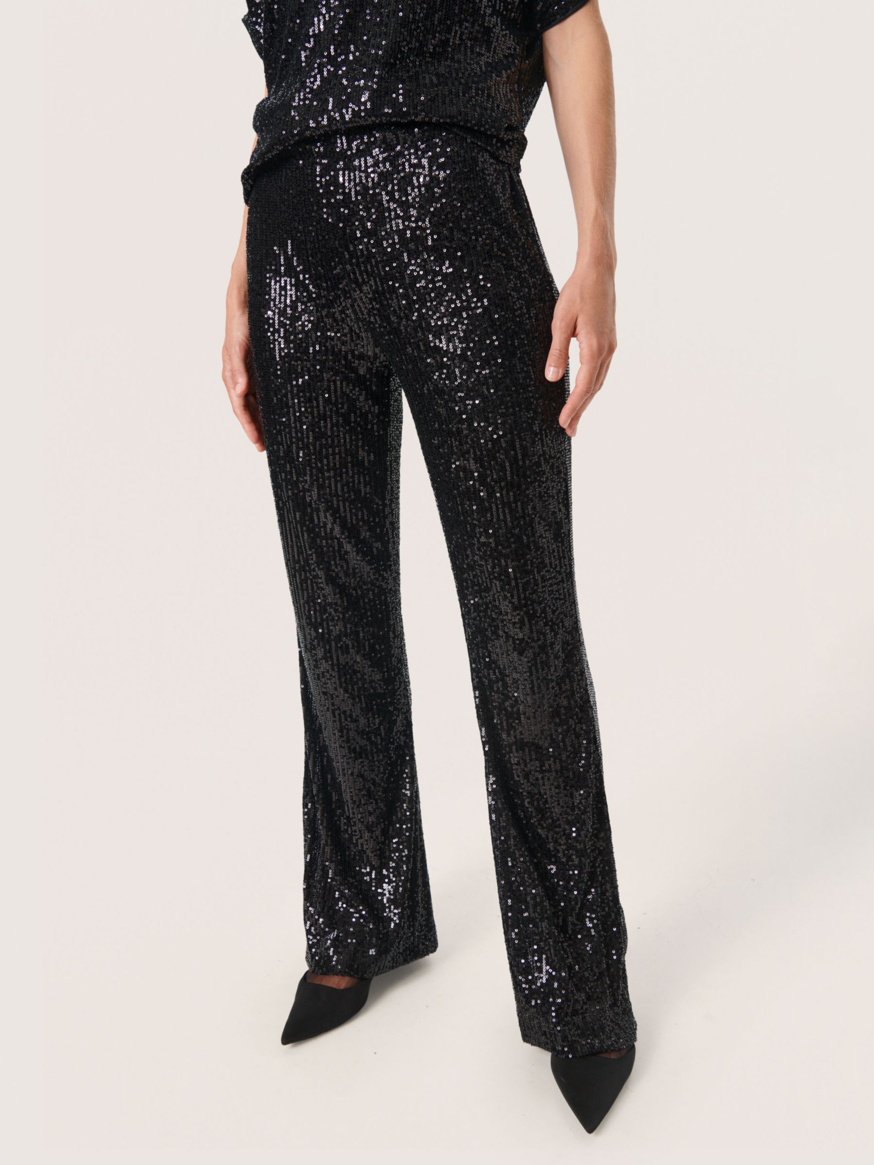 Soaked In Luxury Suse Sequin Trousers, Black, XL