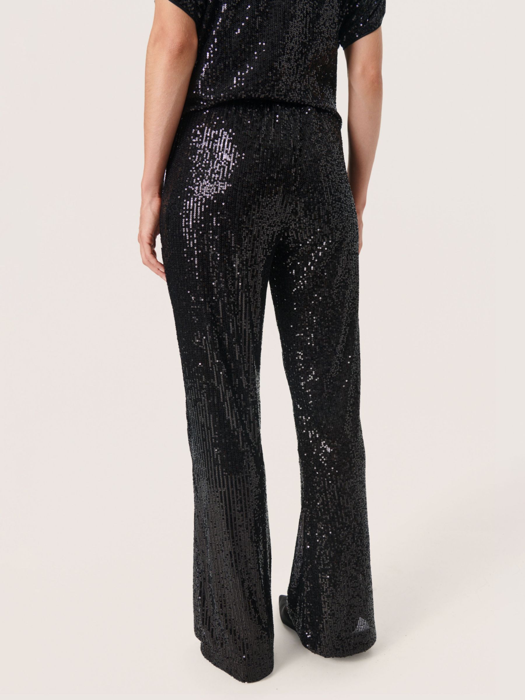Soaked In Luxury Suse Sequin Trousers, Black at John Lewis & Partners