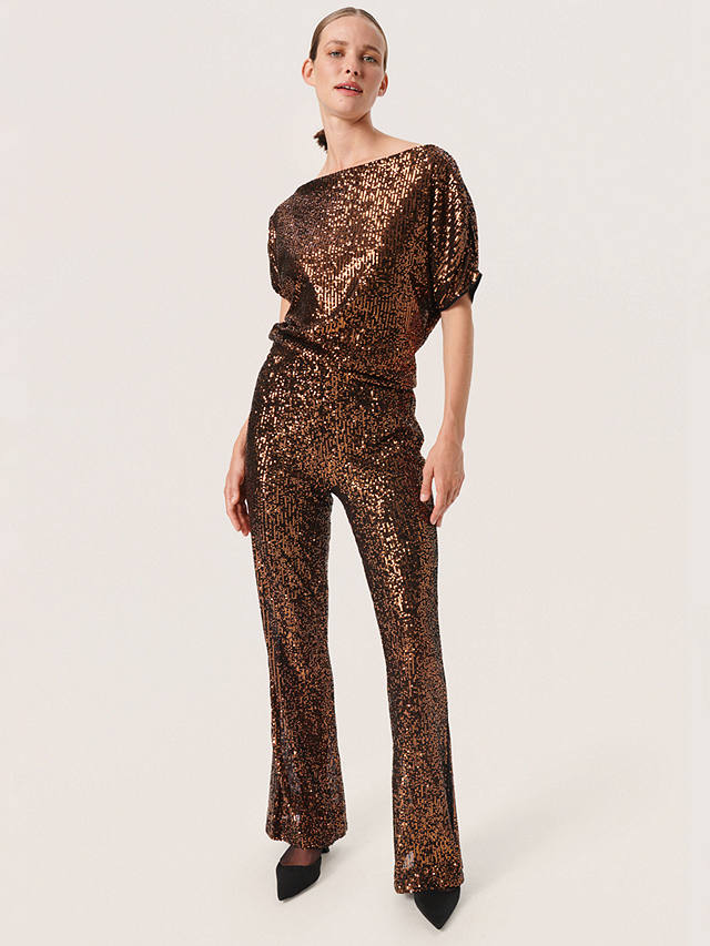 Soaked In Luxury Suse Sequin Trousers, Copper