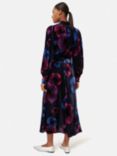 Jigsaw Winter Hibiscus Velvet Midi Dress, Purple/Multi