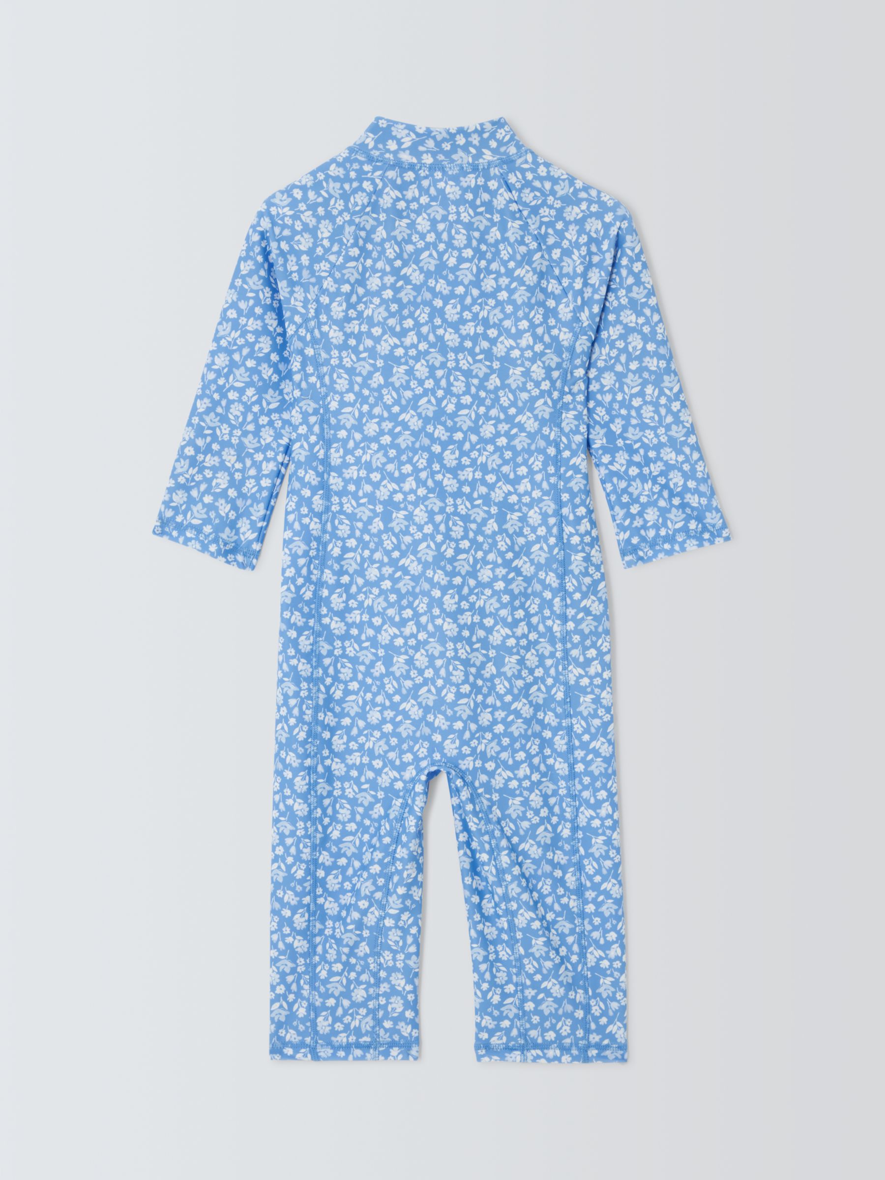 John Lewis Kids' Floral Print Sunpro Swimsuit, Blue, 4 years