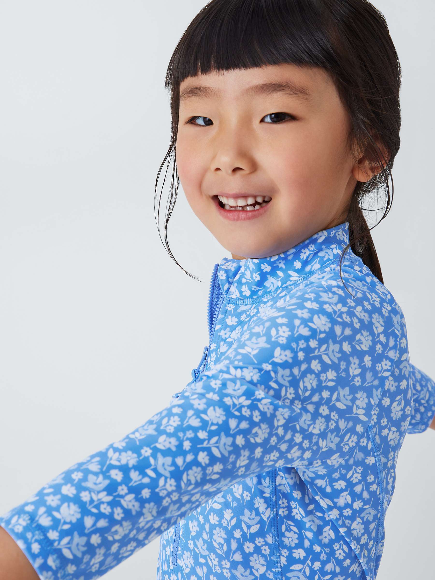 Buy John Lewis Kids' Floral Print Sunpro Swimsuit, Blue Online at johnlewis.com