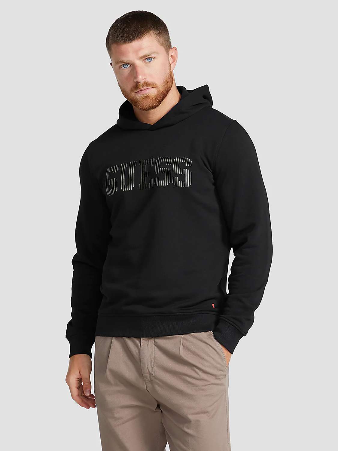 Buy GUESS Beau Front Logo Hoodie, Black Online at johnlewis.com