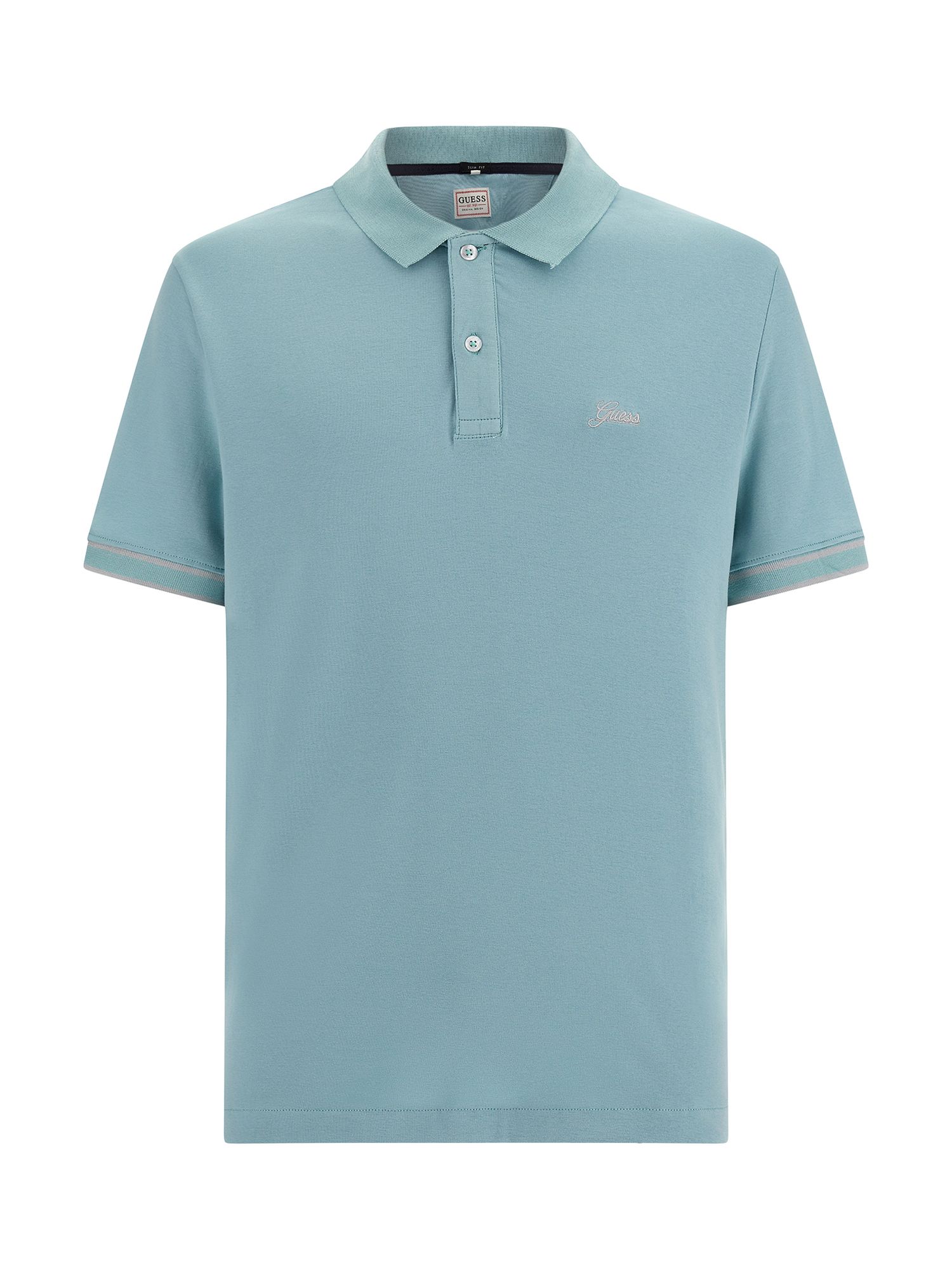 GUESS Oliver Short Sleeve Polo Shirt, Blue at John Lewis & Partners