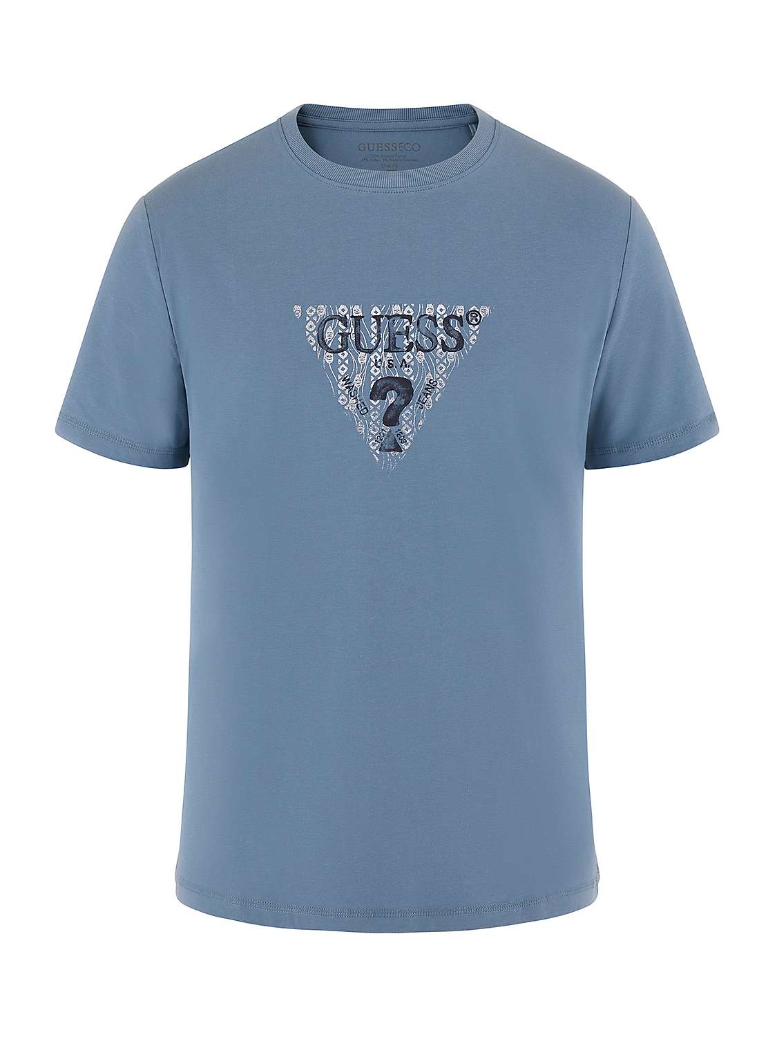 Buy GUESS Geo Triangle Cotton Blend T-Shirt, Honest Blue Online at johnlewis.com