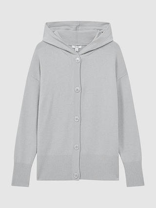 Reiss Evie Wool Cashmere Blend Hooded Cardigan, Grey