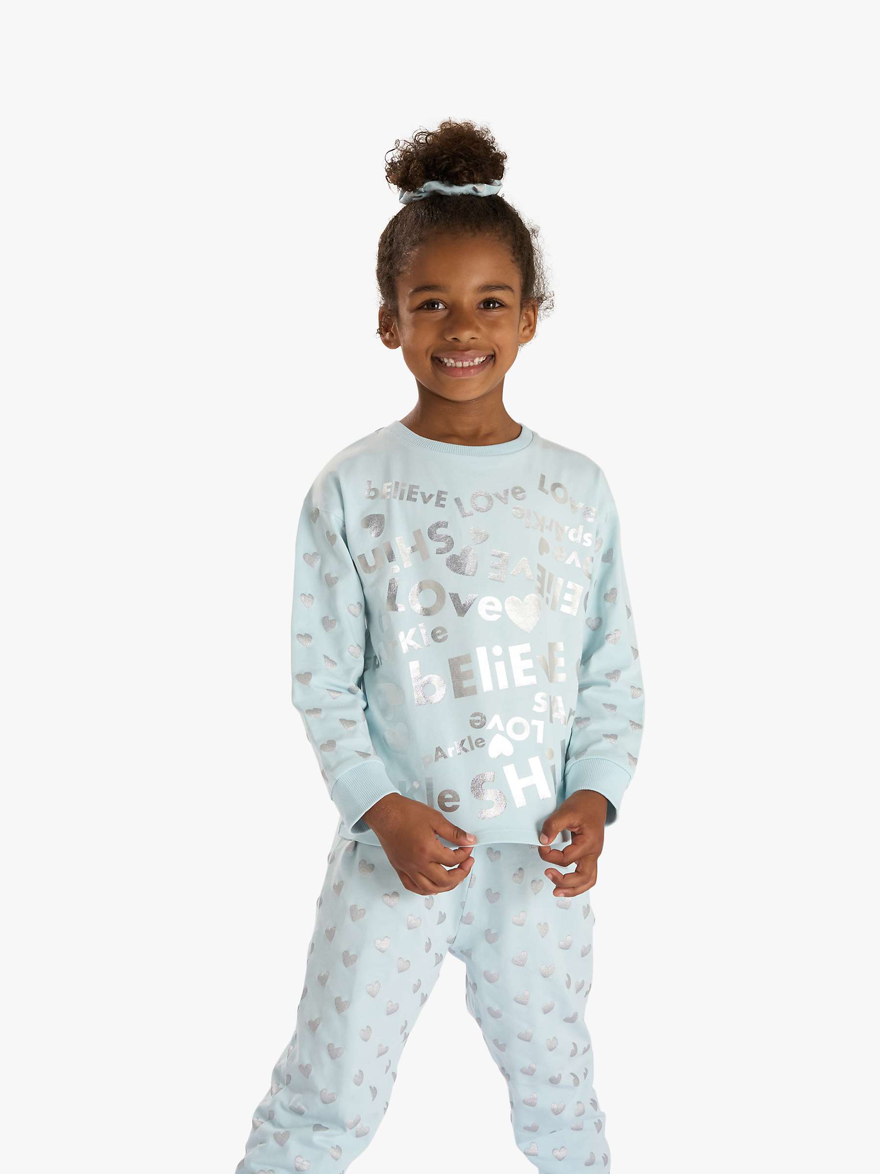 Buy Angel & Rocket Kids' Slogan Pyjamas, Blue Online at johnlewis.com