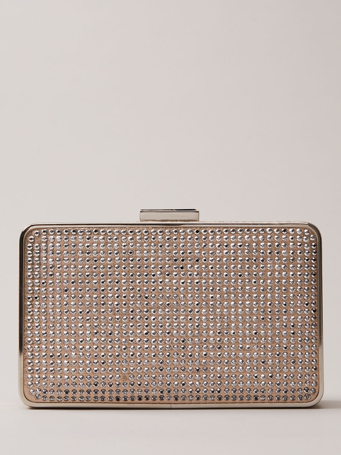 Phase Eight Sparkle Clutch Bag, Nude/Silver at John Lewis & Partners