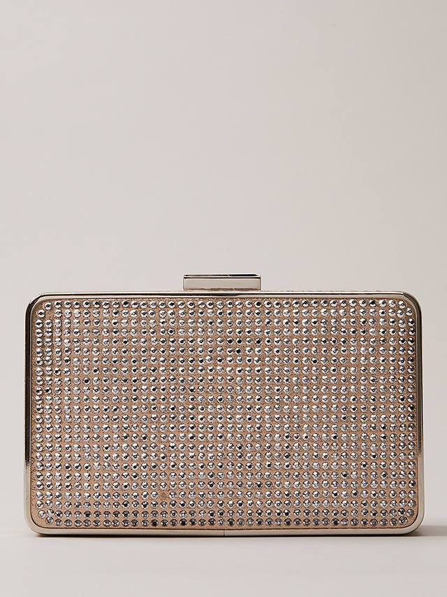 Phase Eight Sparkle Clutch Bag, Nude/Silver