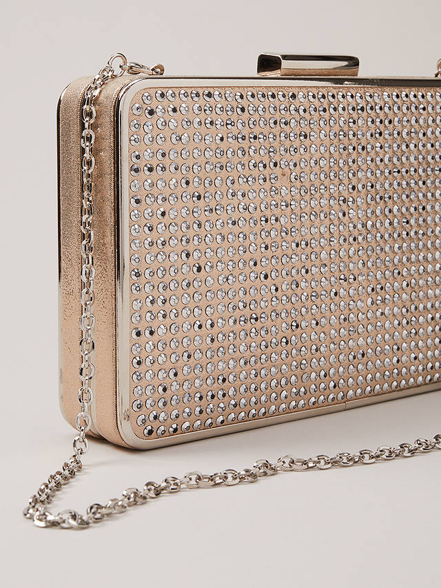Phase Eight Sparkle Clutch Bag, Nude/Silver