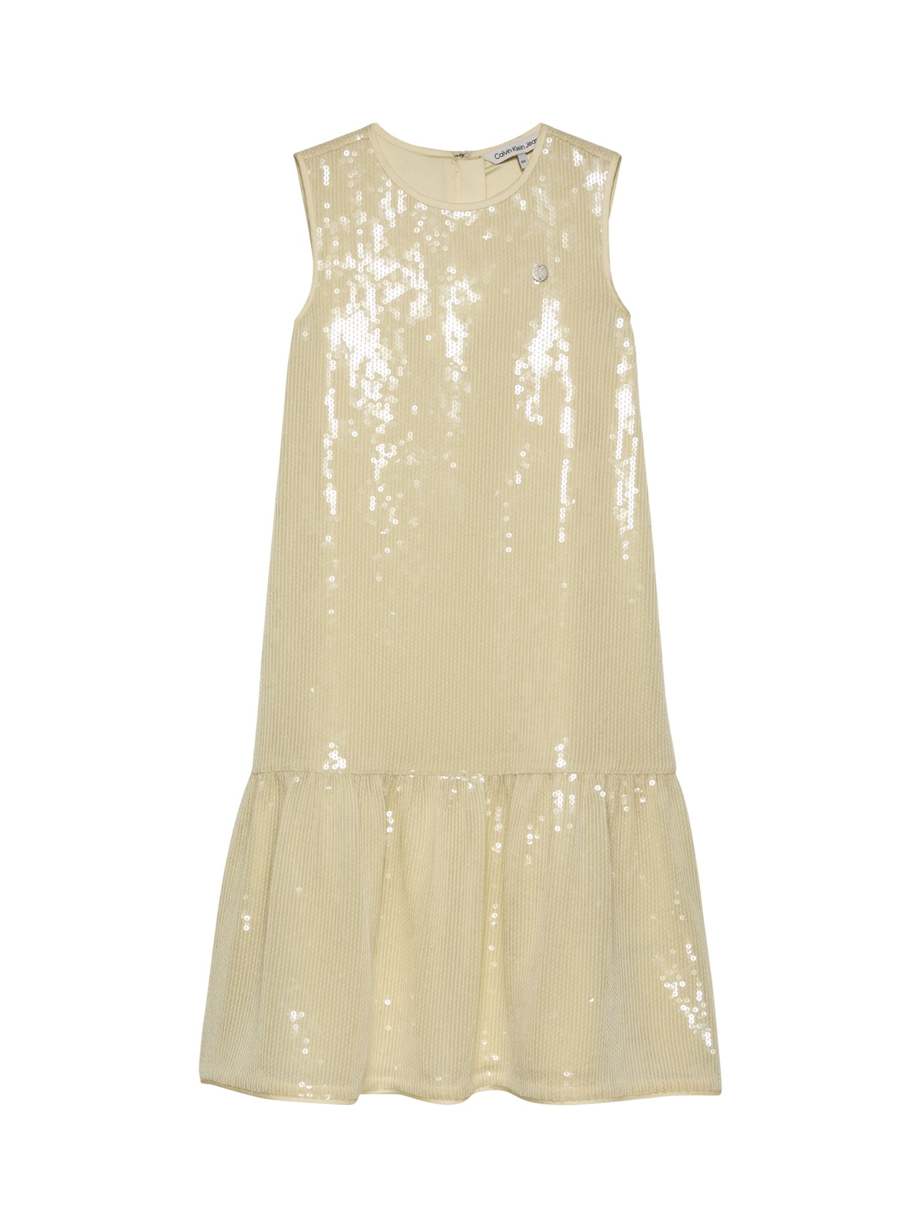 Calvin Klein Kids' Festive Sequin Flare Dress, Vanilla