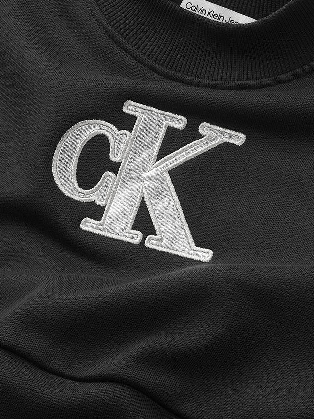 Calvin Klein Kids' Metallic Monogram Sweatshirt Dress, Ck Black