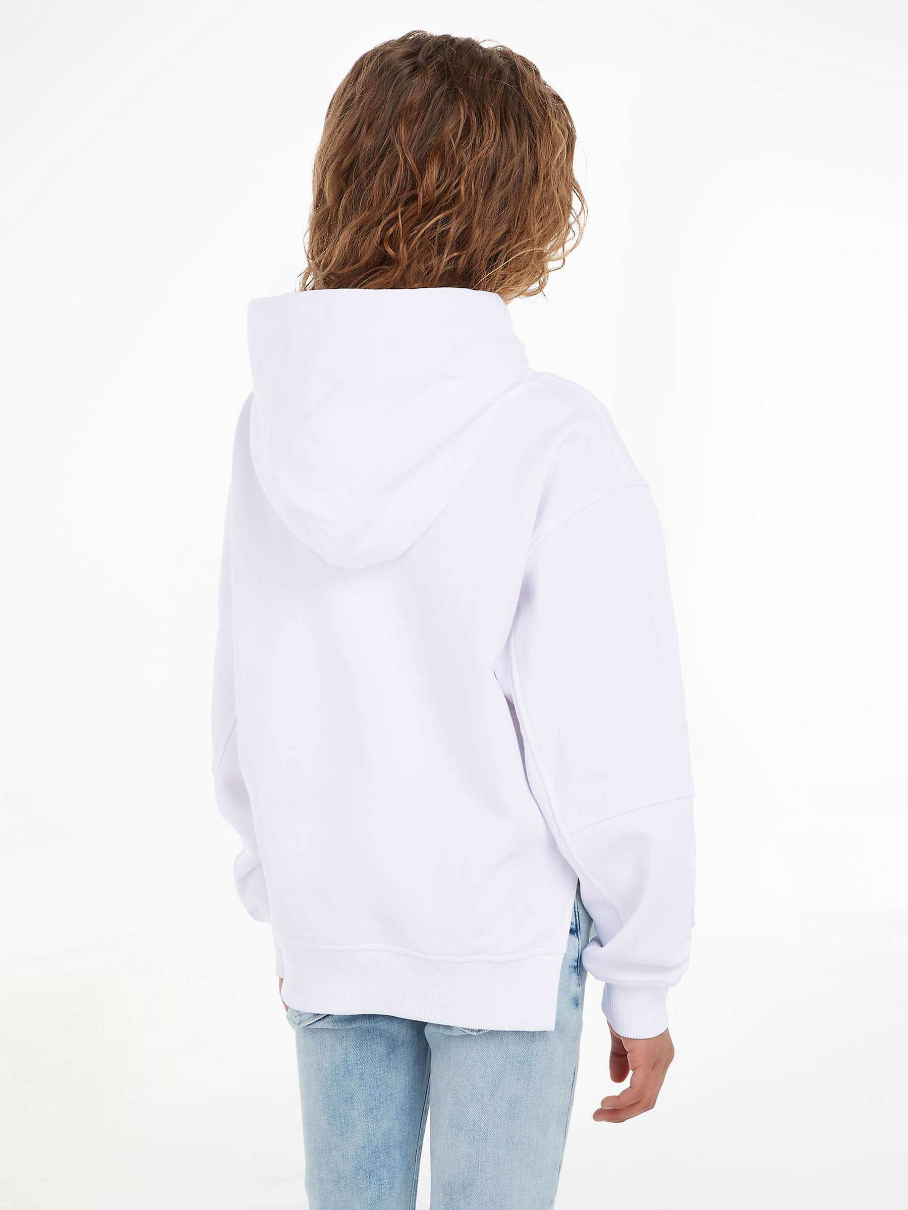 Buy Calvin Klein Kids' Metallic Satin Monogram Hoodie, Bright White Online at johnlewis.com